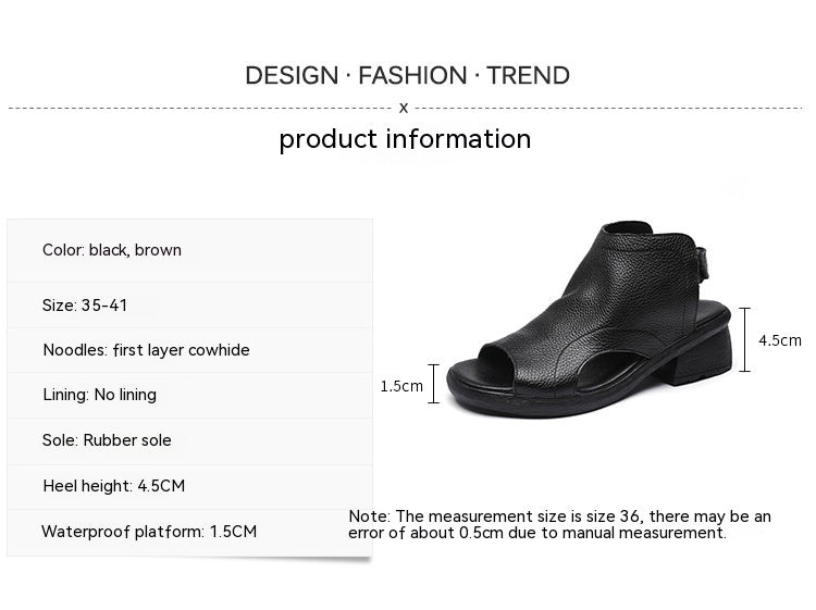 GR | Genuine Leather Retro Artistic Women's Sandals Mid-High Soft Sole