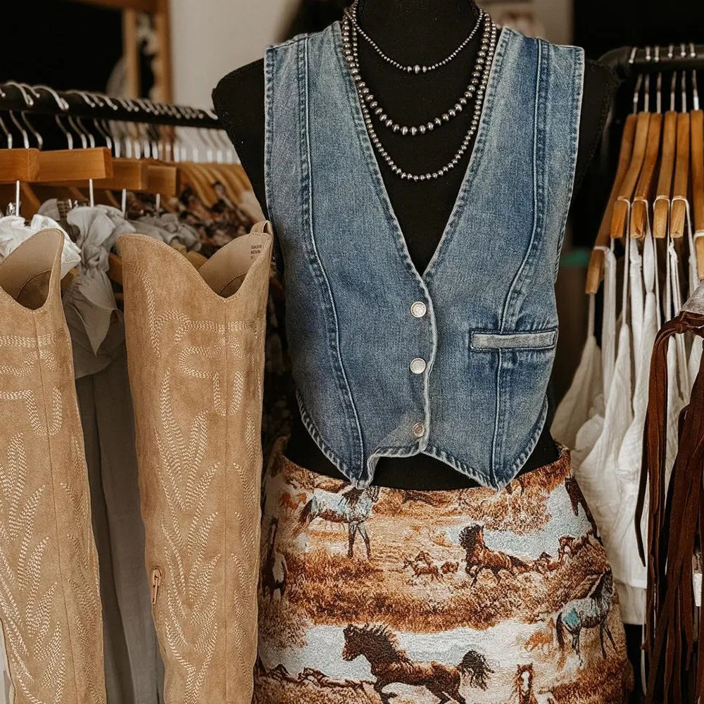 GR | Neck Denim Vest