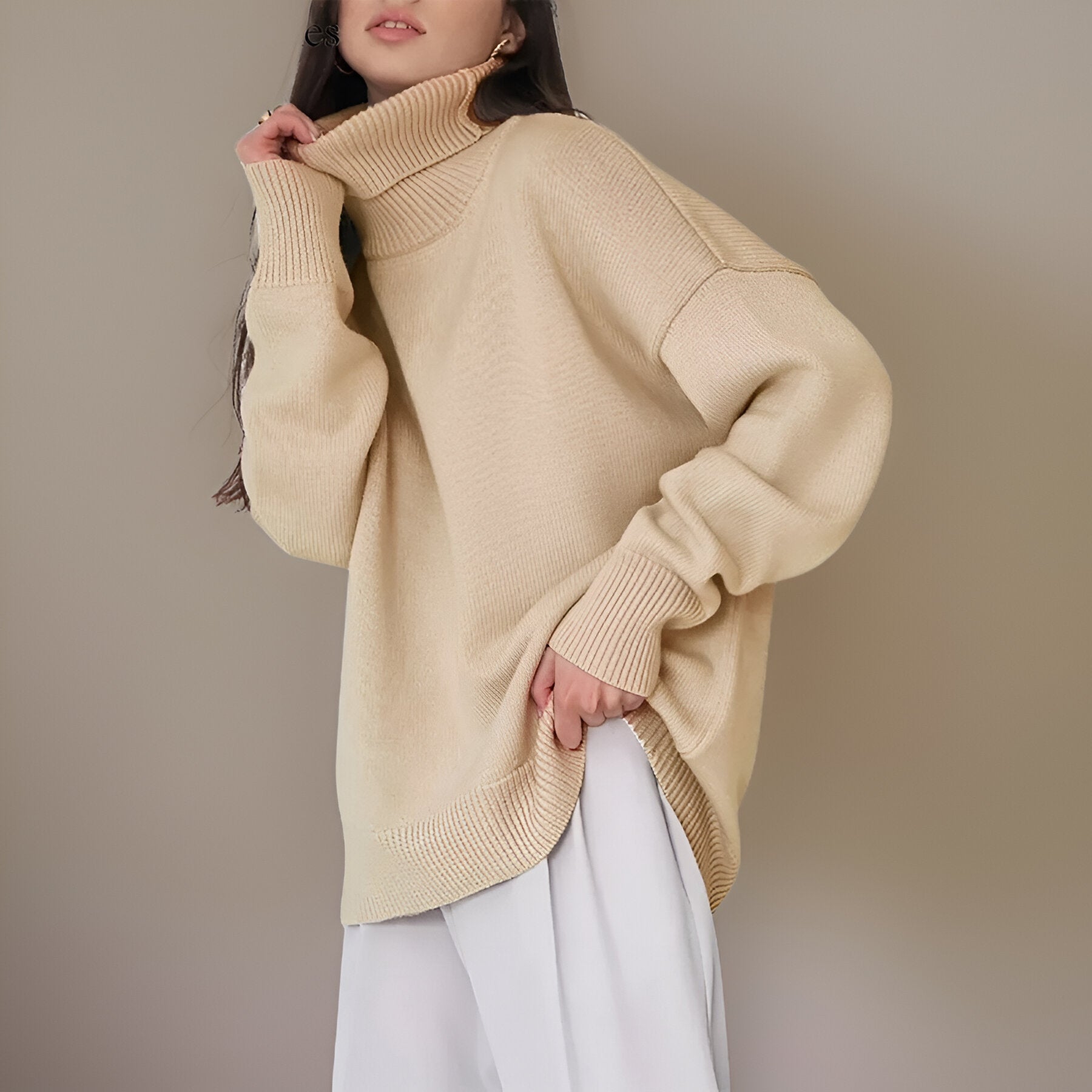 GR | Warmer Oversized Rollkragenpullover Für Den Winter