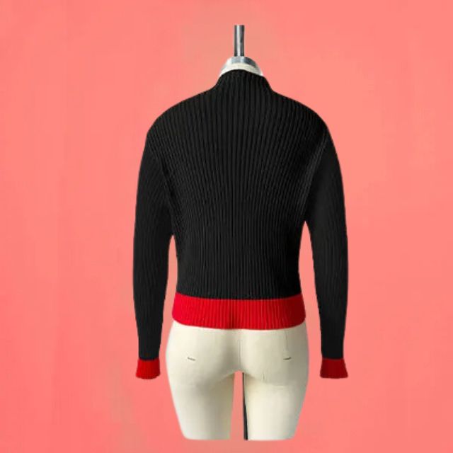 GR | Ribbed knit sweater with heart intarsia