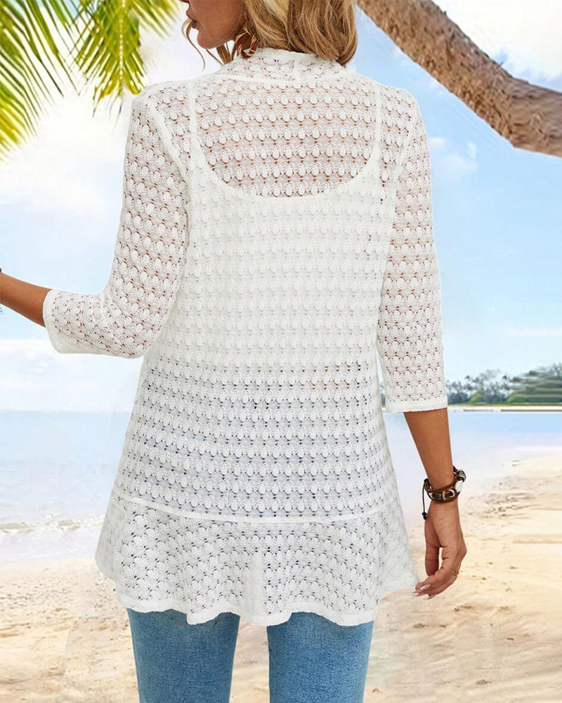 GR | Elegant solid color lace cardigan