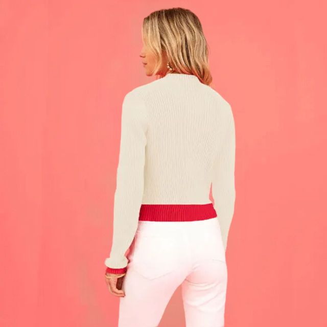 GR | Ribbed knit sweater with heart intarsia