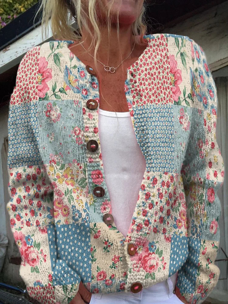 GR | Strickjacke mit Blumenmuster