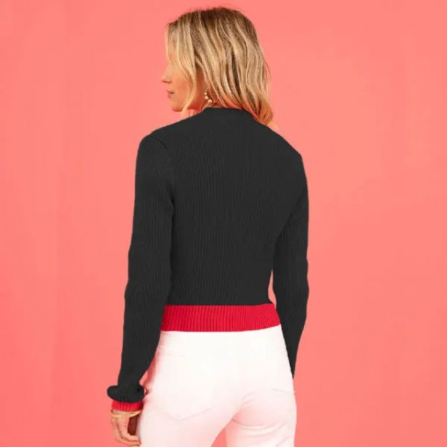 GR | Ribbed knit sweater with heart intarsia