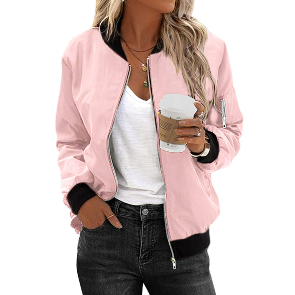 GR | Casual Zip Bomber Jacket for Women