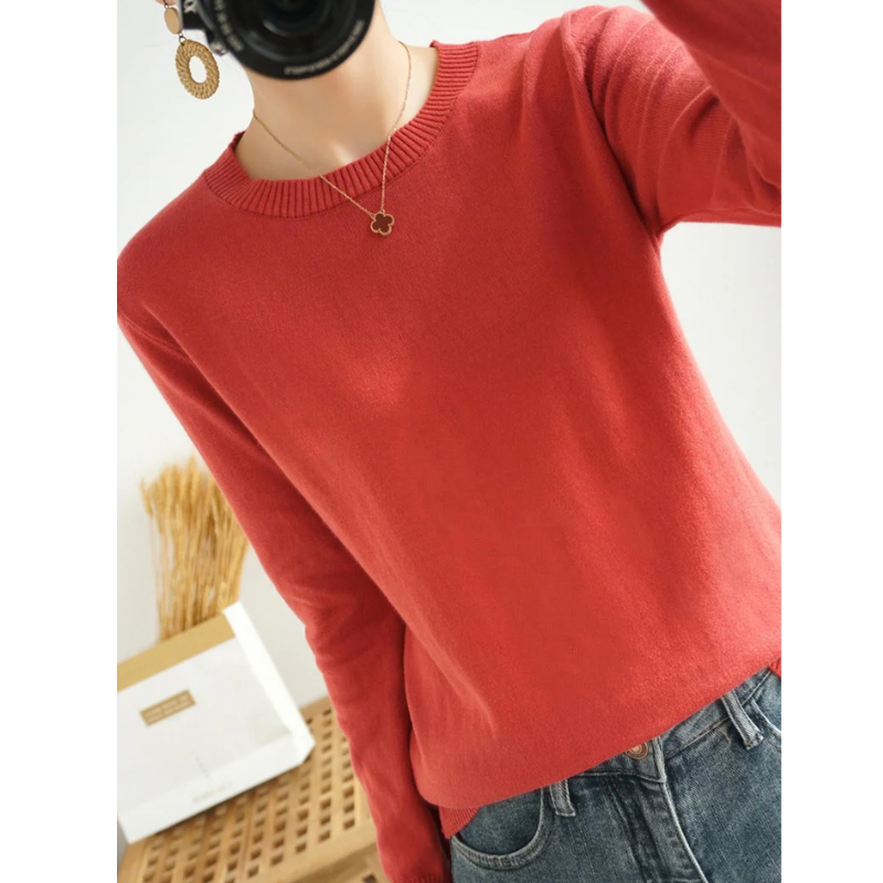 GR | Cashmere Pullover Damen Klassischer Rundhals, Weich & Atmungsaktiv