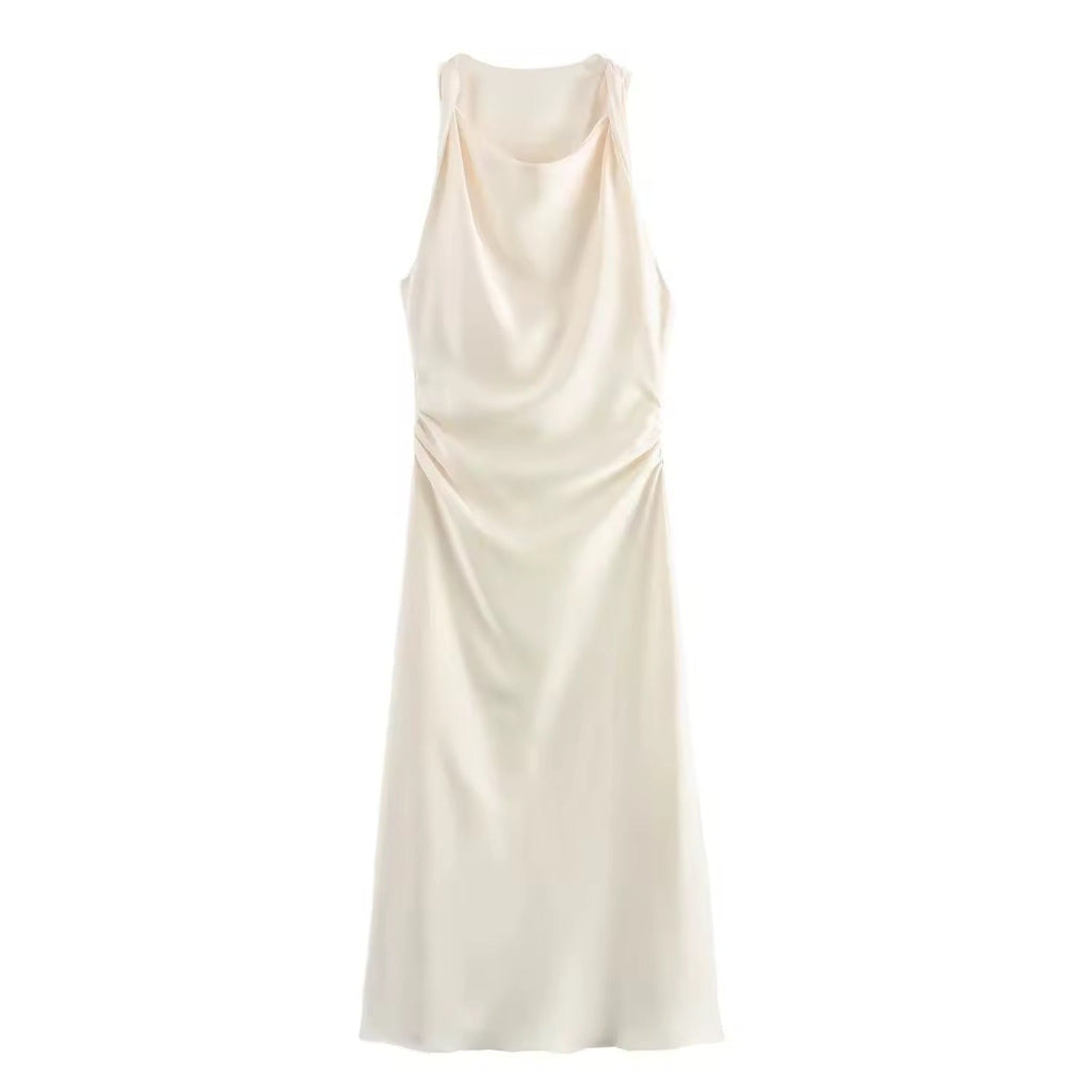 GR | Satin Maxi Dress Elegant Draping