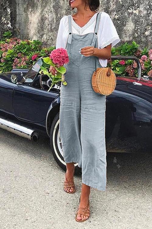 GR | Rosiedress Straight Leg Cotton Linen Holiday Overalls