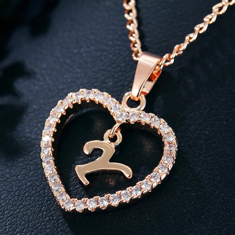GR | Letter Zircon Love Necklace Jewelry Pendant