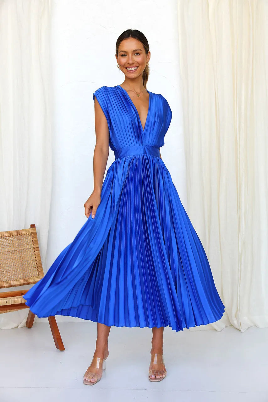 GR | Faltendes Plunge Midi Kleid