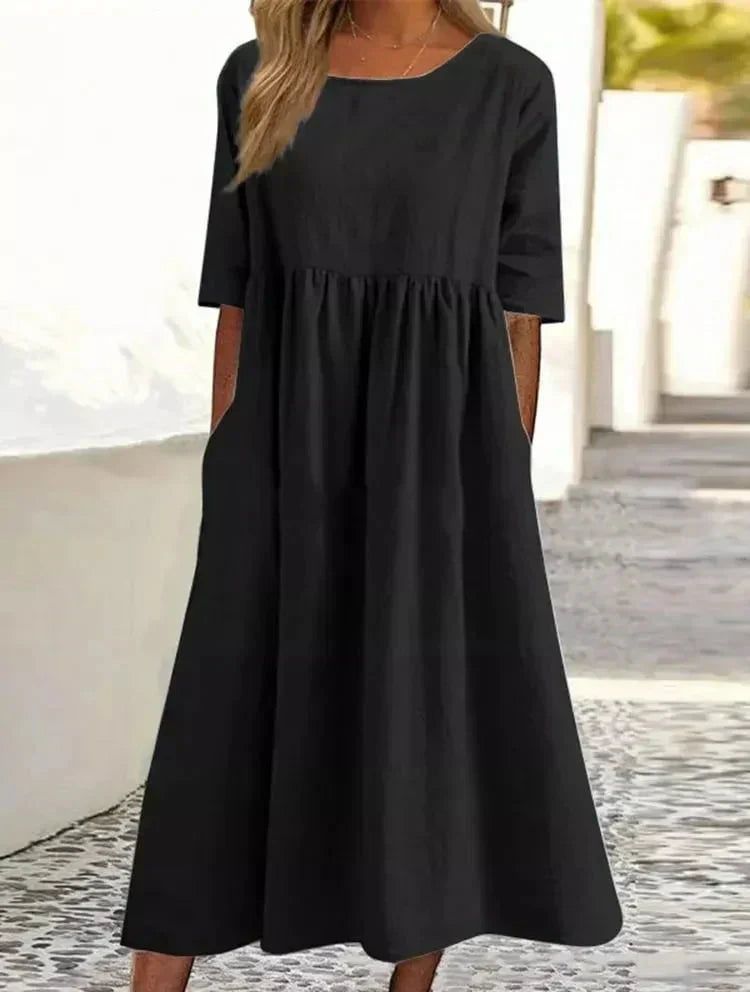 GR | Hochwertiges Baumwoll-Leinen-Kleid