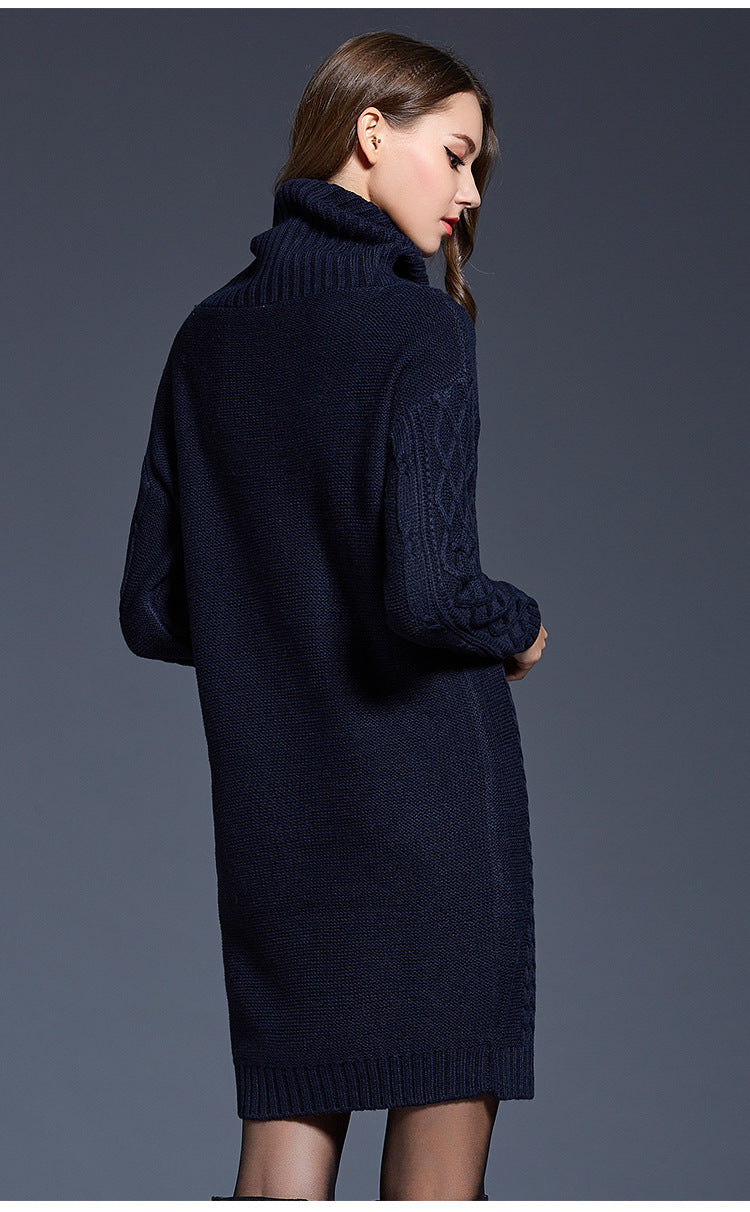 GR | Hochhals Lange Strickkleid