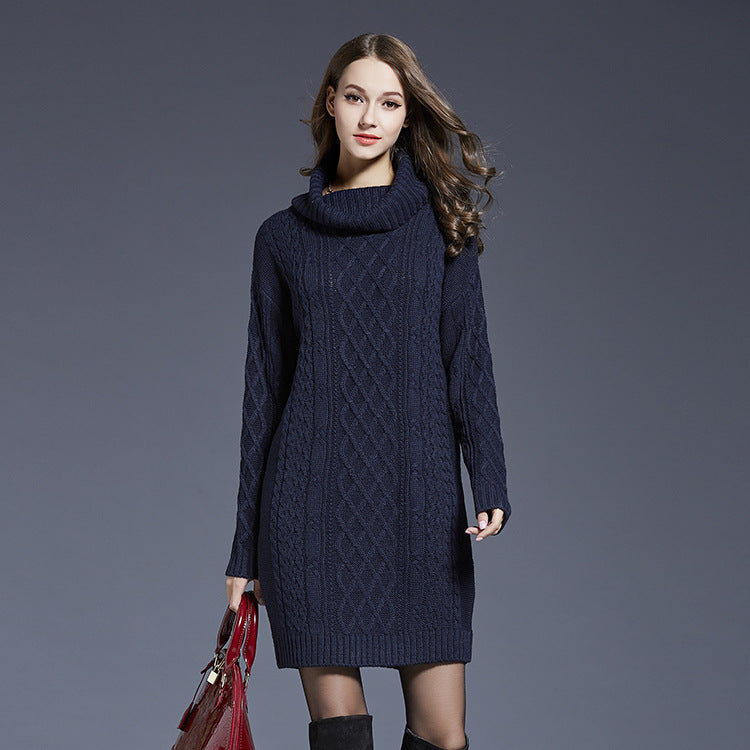 GR | Hochhals Lange Strickkleid