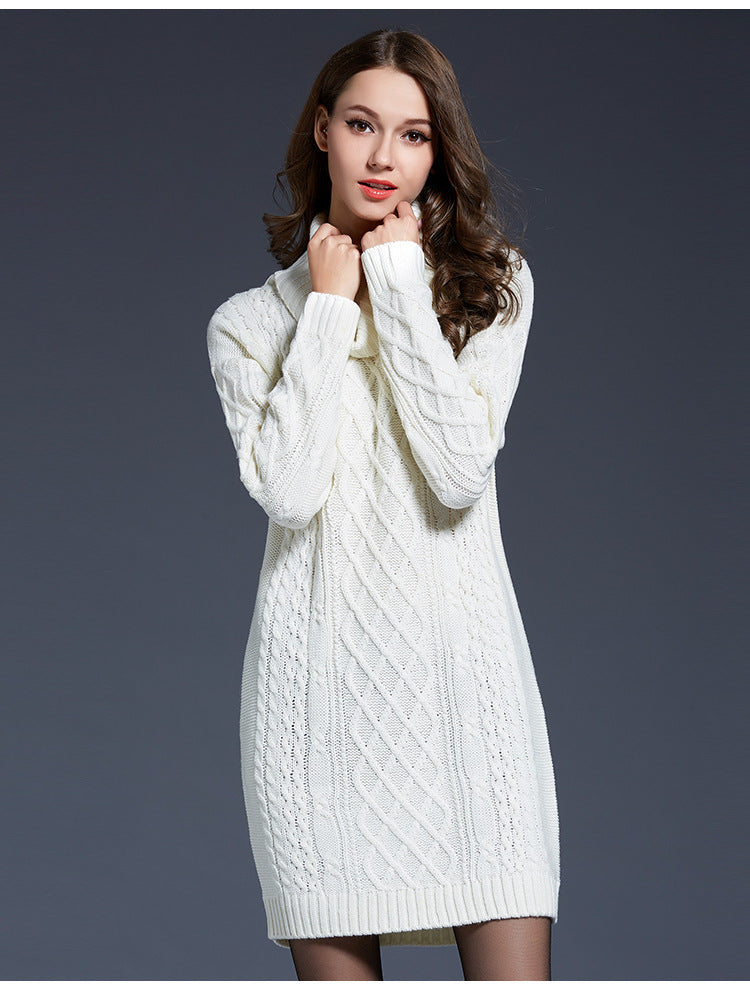 GR | Hochhals Lange Strickkleid