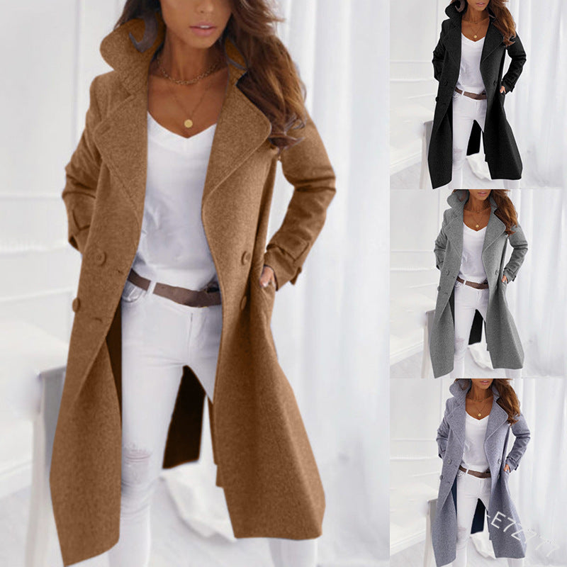 GR | Elegant long leisure coat made of wool
