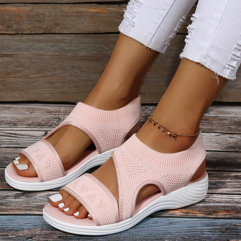 GR | Mesh Sandals with a Wide Footbed for Women