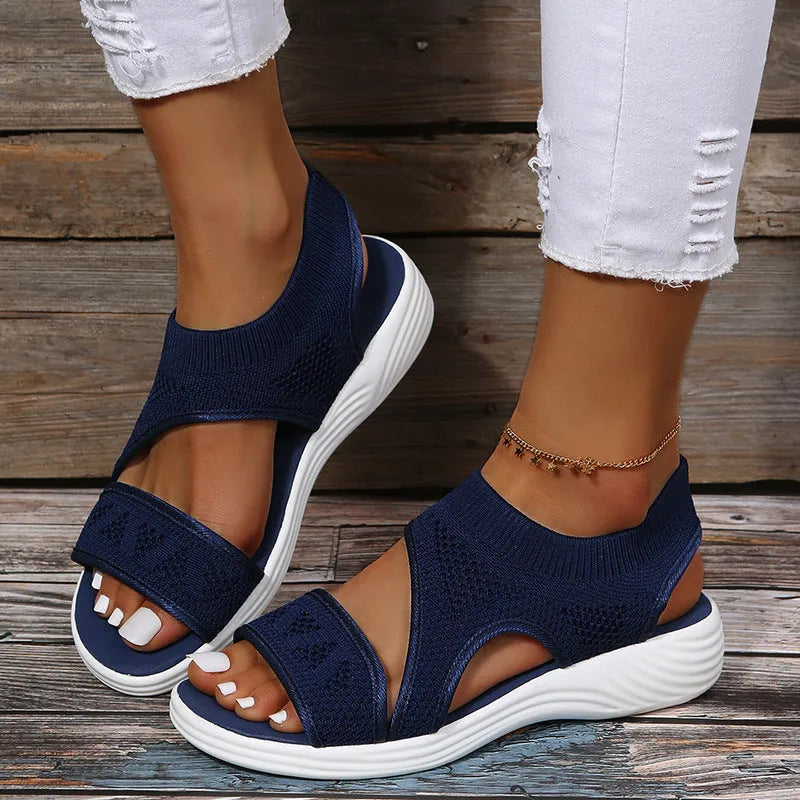 GR | Mesh Sandals with a Wide Footbed for Women