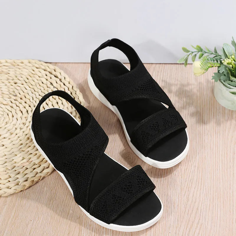 GR | Mesh Sandals with a Wide Footbed for Women