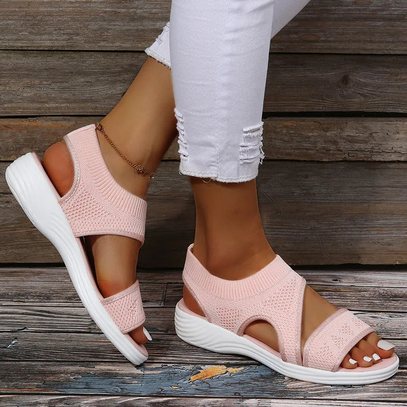 GR | Mesh Sandals with a Wide Footbed for Women