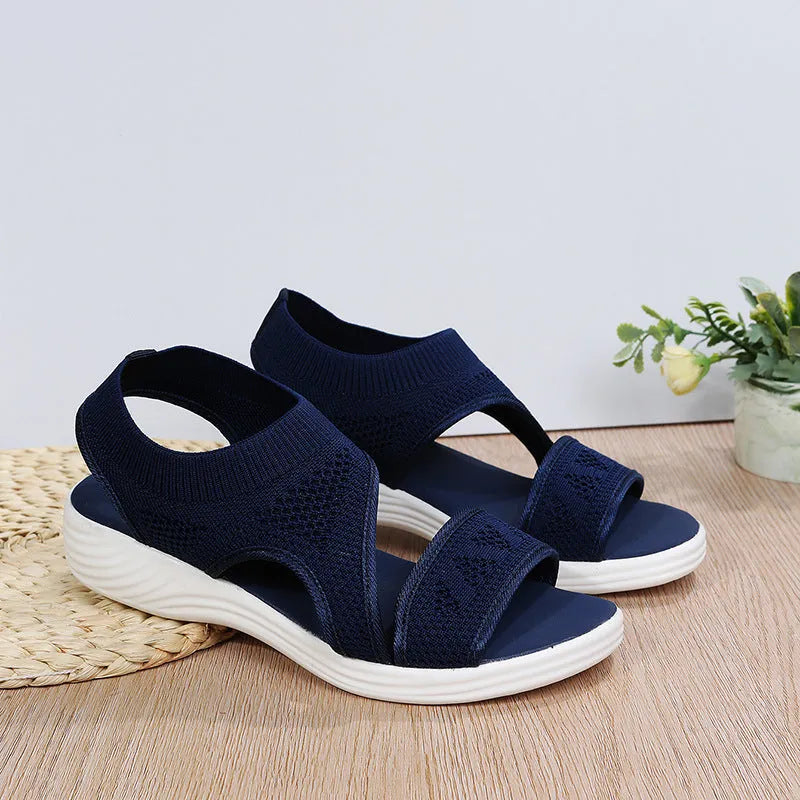 GR | Mesh Sandals with a Wide Footbed for Women