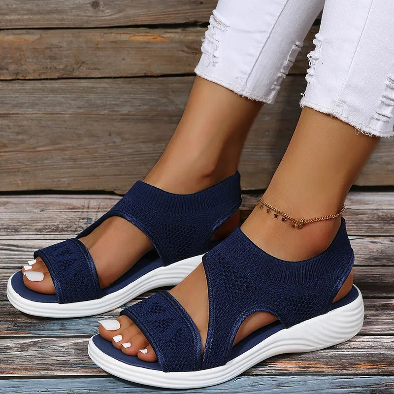 GR | Mesh Sandals with a Wide Footbed for Women