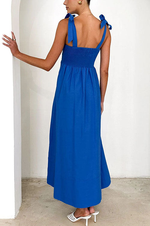 GR | Rosiedress Schleifen-Schulter Empire Taille Swing Maxi Cami Kleid