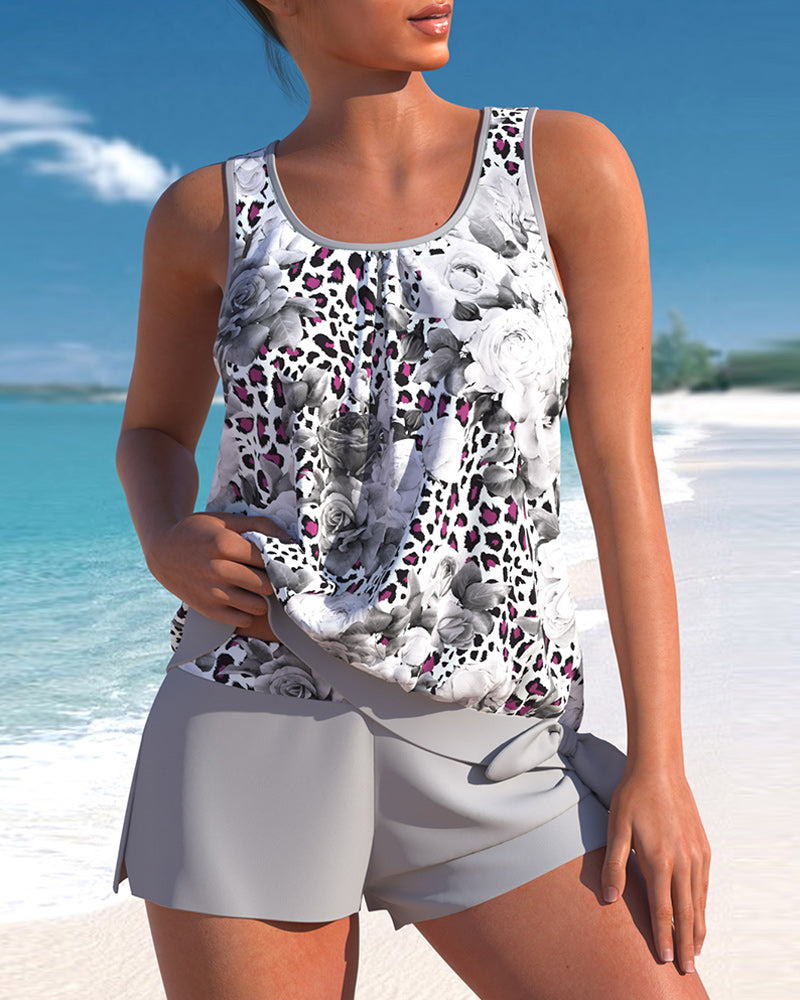 GR | Grey Printed Tankini Set for Women