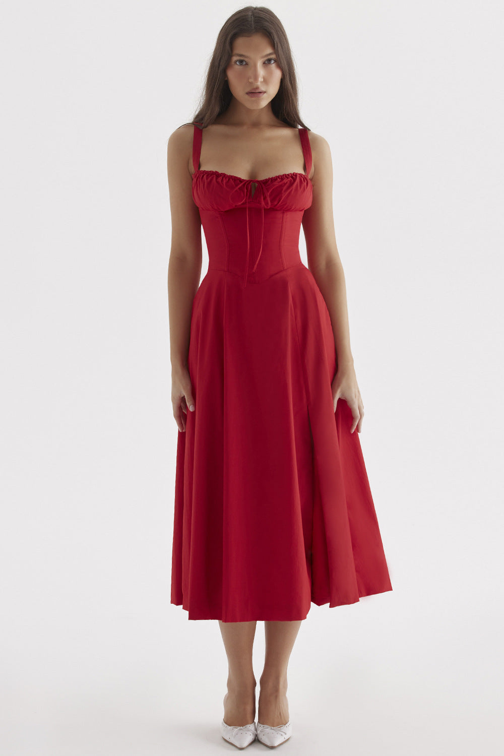 GR cut sundress for women with French flair and seductive hip slit"