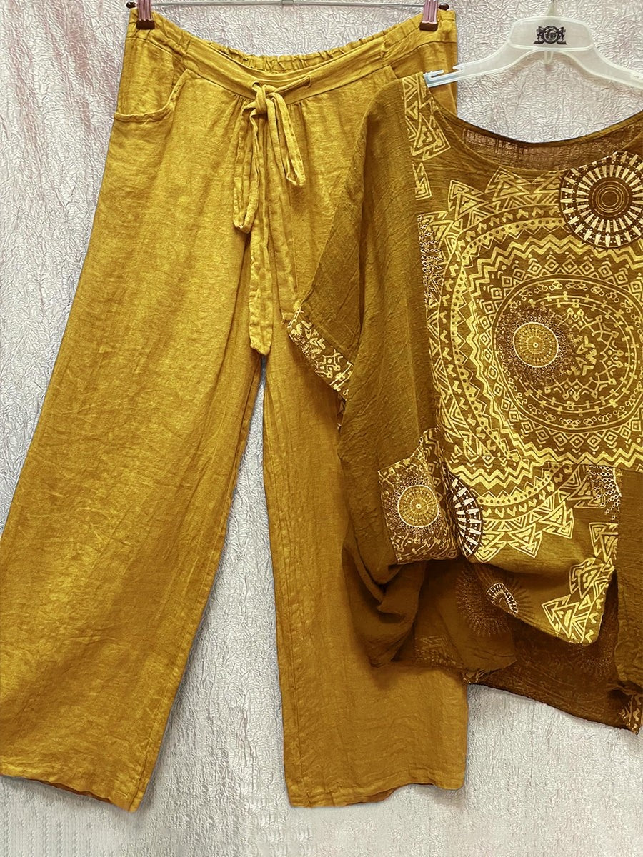 GR | Two-piece set with loose Bohemian print 