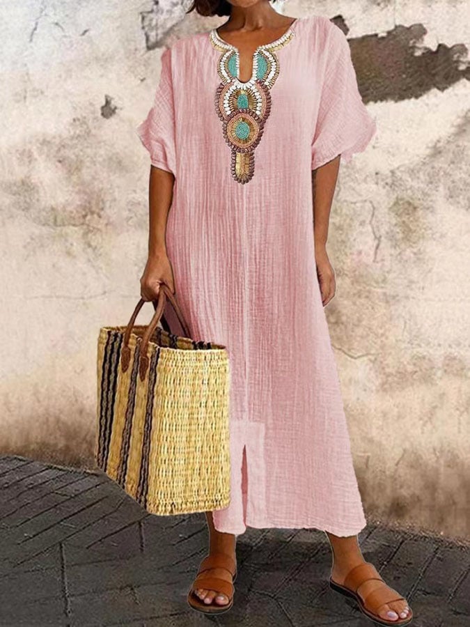 GR | Airy kaftan dress with an ethnic accent
