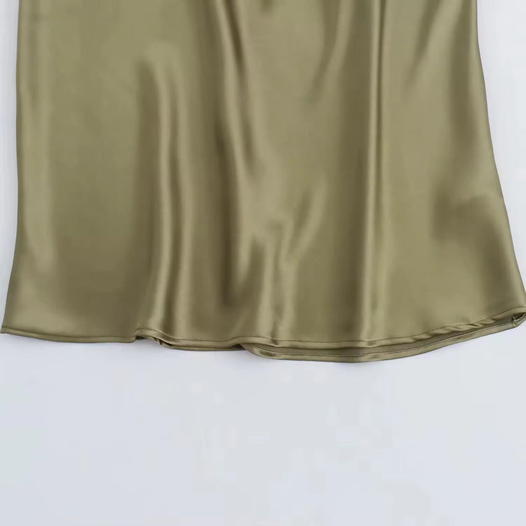 GR | Satin Maxi Dress Elegant Draping