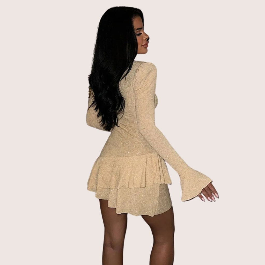 GR | Minikleid mit tiefem V-Ausschnitt und Rüschen