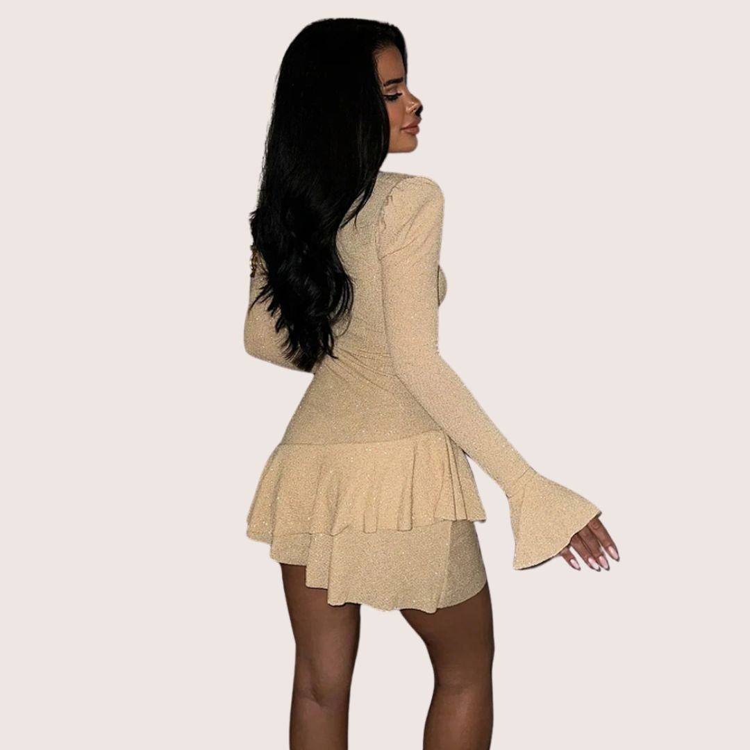 GR | Minikleid mit tiefem V-Ausschnitt und Rüschen