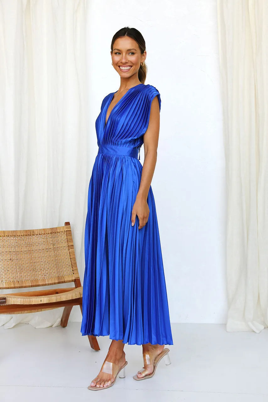 GR | Faltendes Plunge Midi Kleid