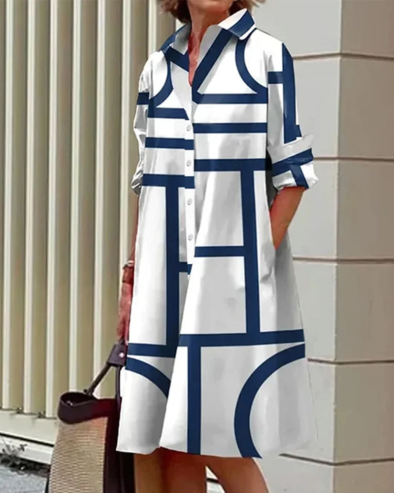 GR | Dress with pockets and geometric print