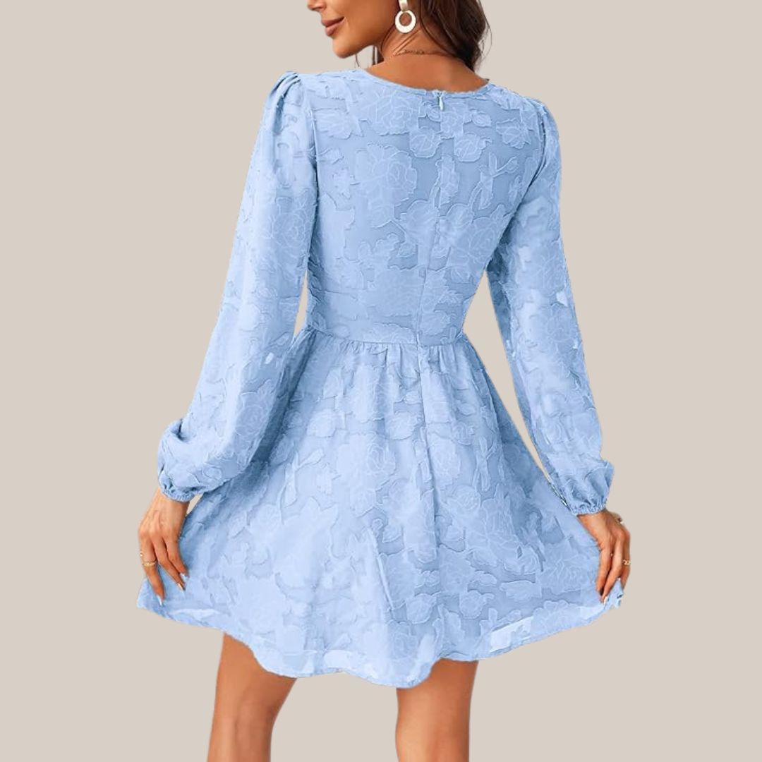 GR | Schickes Langarmkleid mit tiefem V-Ausschnitt