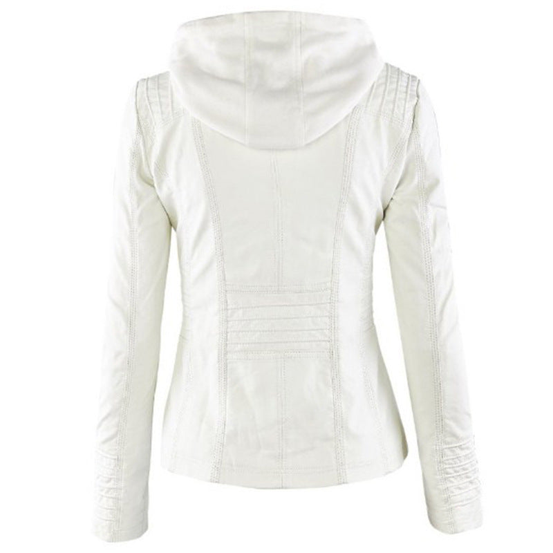 GR | Women's Leather Jacket with Hood