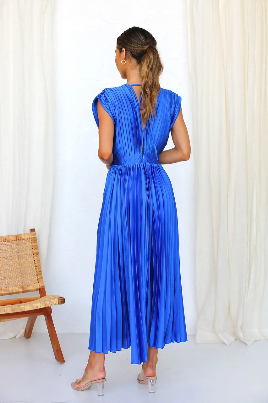 GR | Faltendes Plunge Midi Kleid