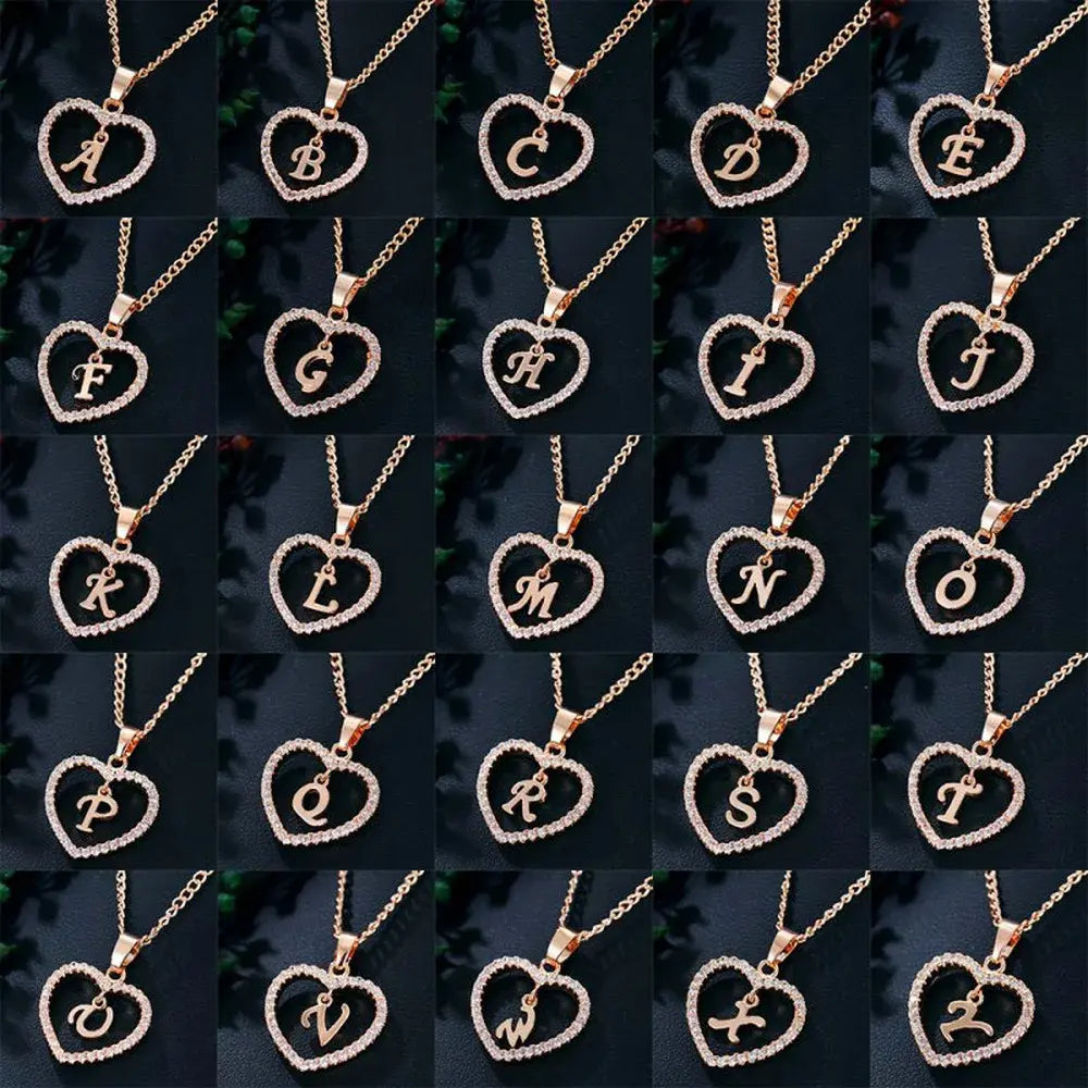 GR | Letter Zircon Love Necklace Jewelry Pendant