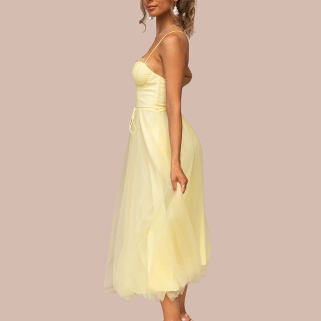 GR | Spaghetti-Träger-Tüll-Midikleid