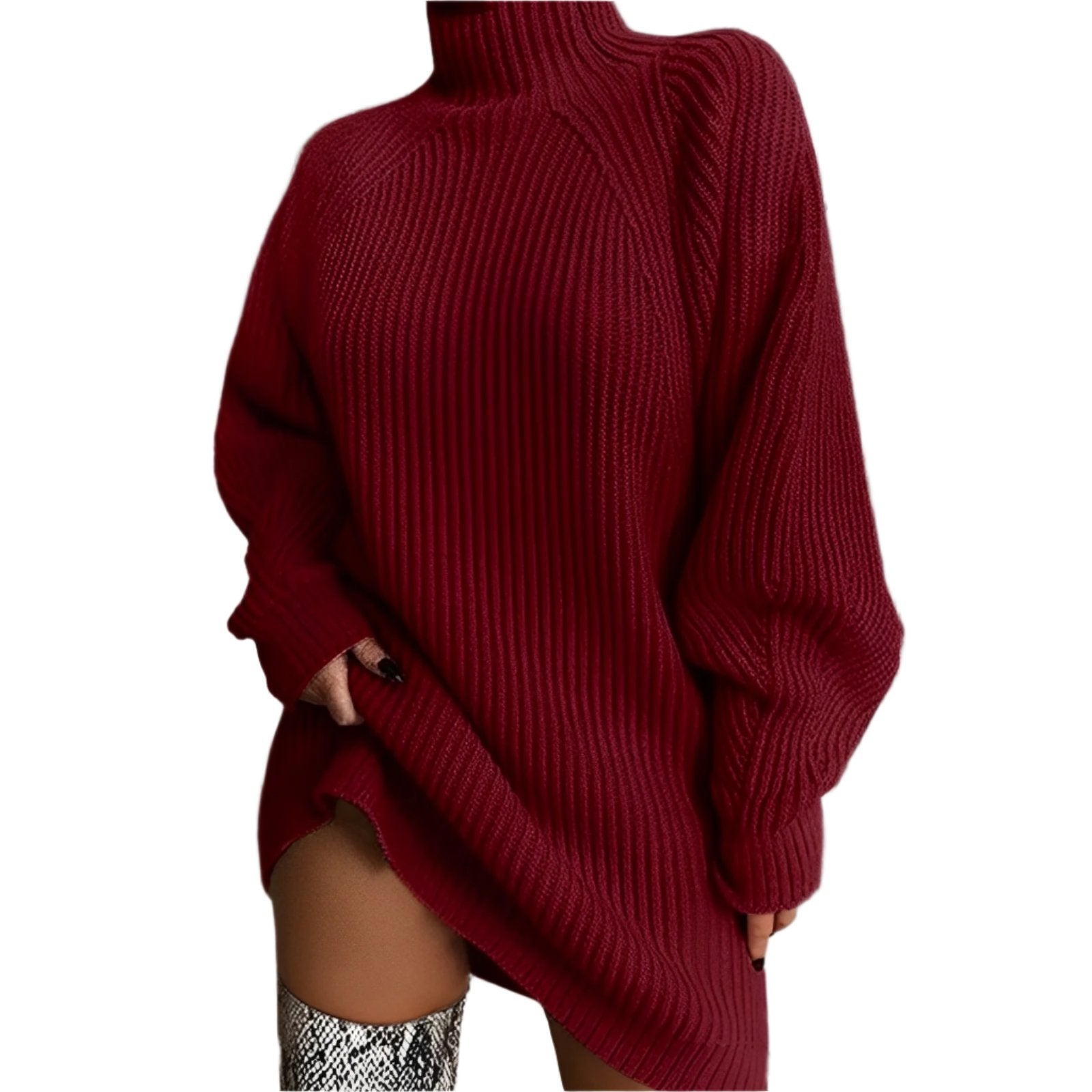 GR | Warmes Strickkleid Mit Rollkragen