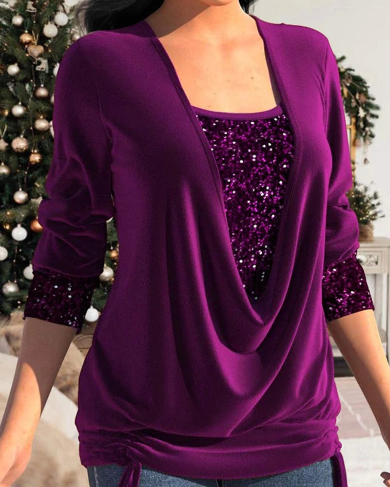 GR - Long-sleeved women's shirt with sequins