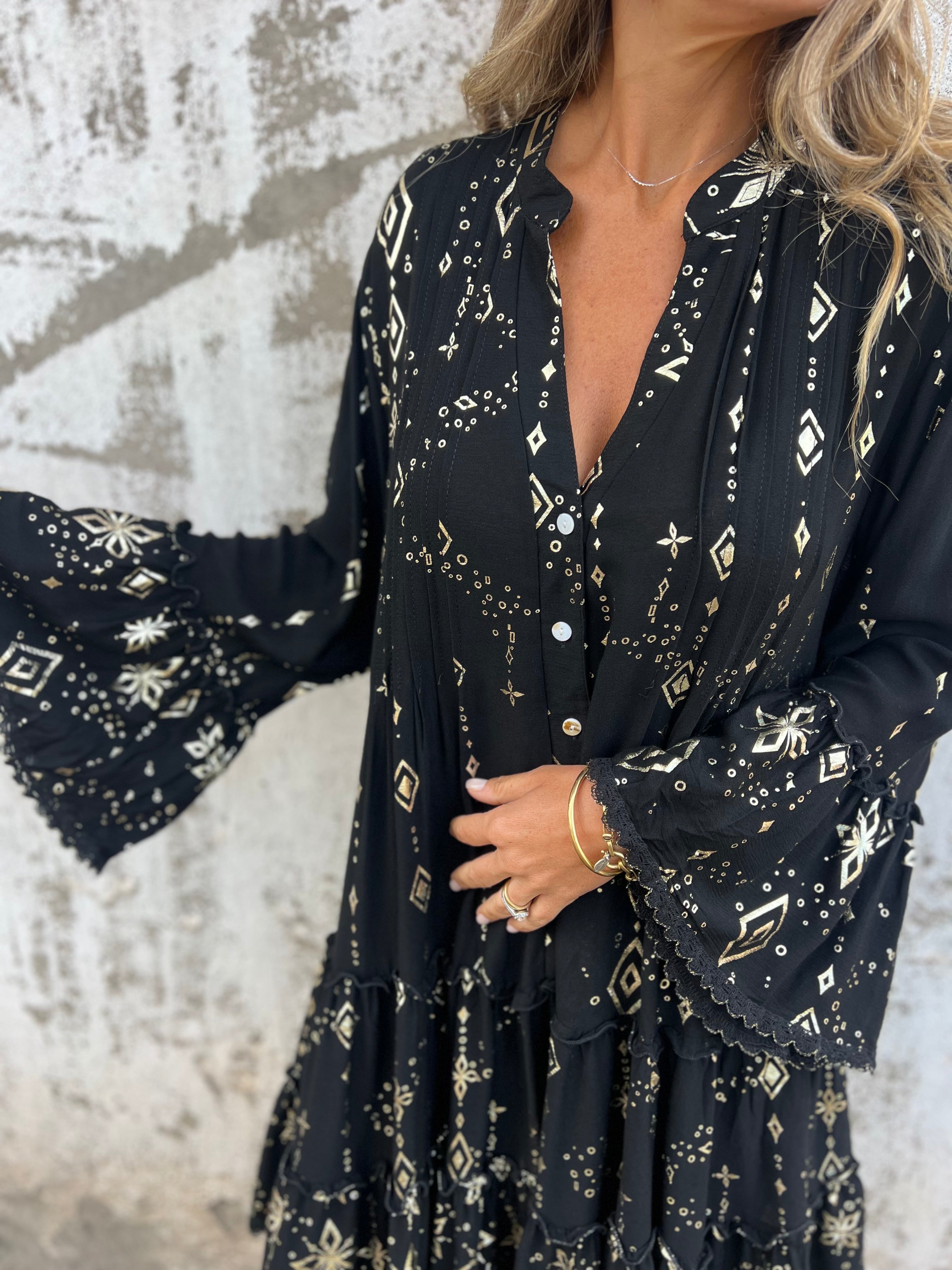 GR | Boho Metallic Hemdkleid