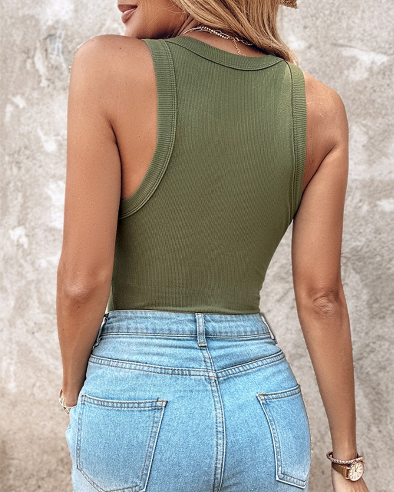 GR | Tank top with built-in bra, ribbed crew neck