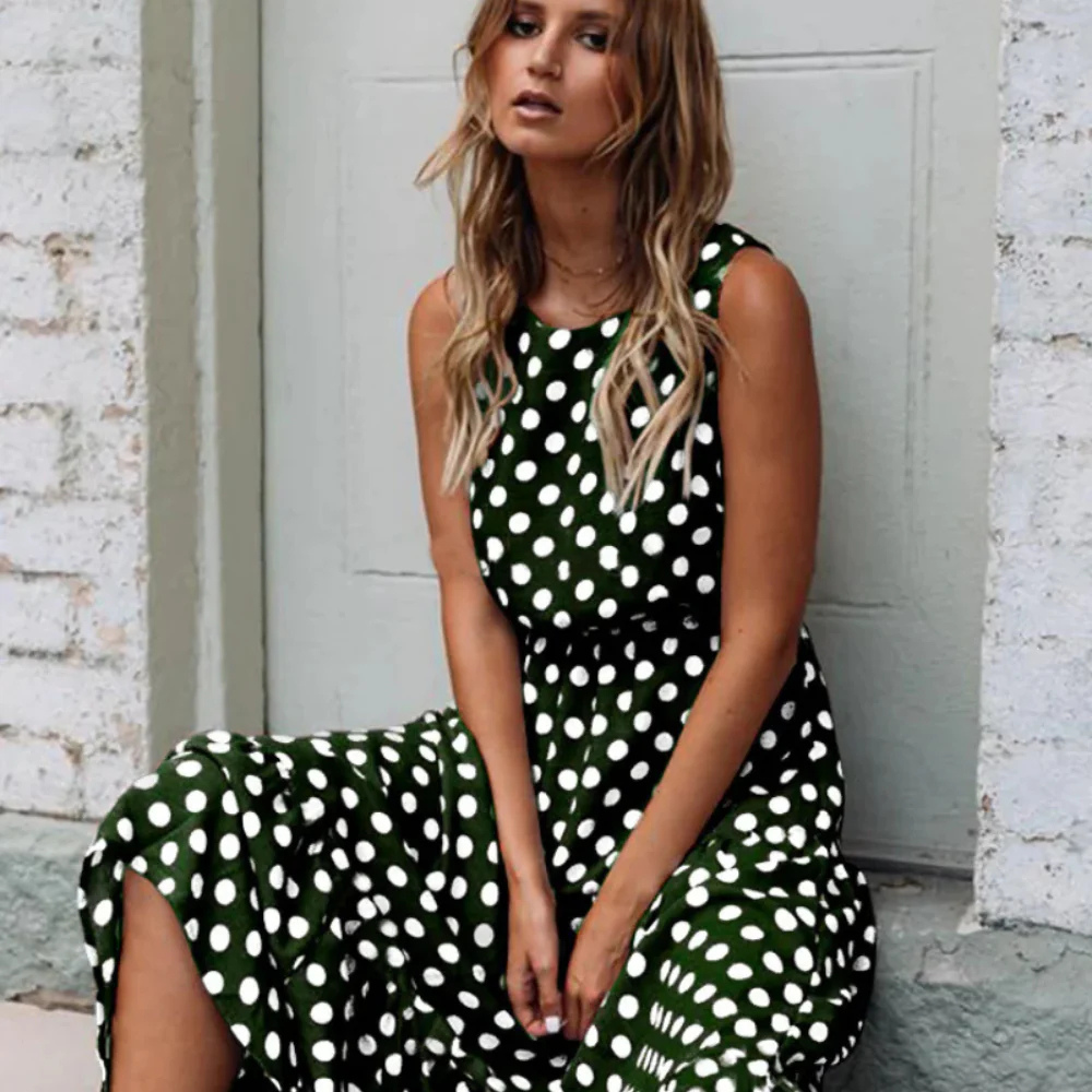 GR | Schwarzes Polka Dot Midikleid Für Einen Retro Chic Look