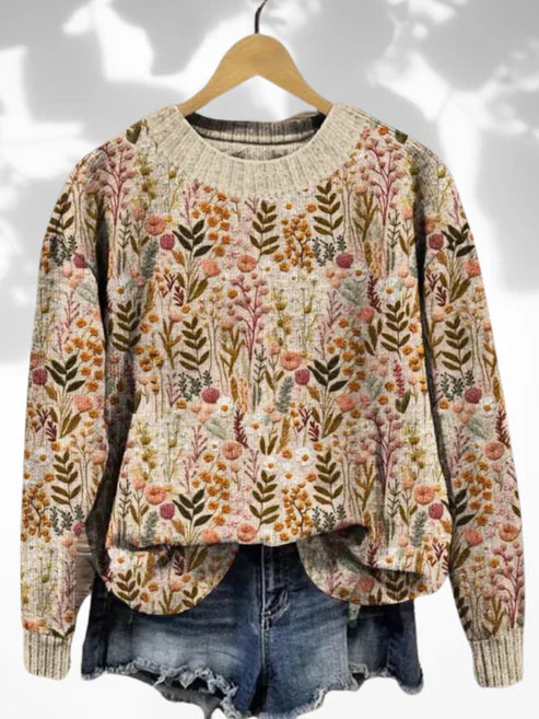 GR | Bequemer Blumenpullover