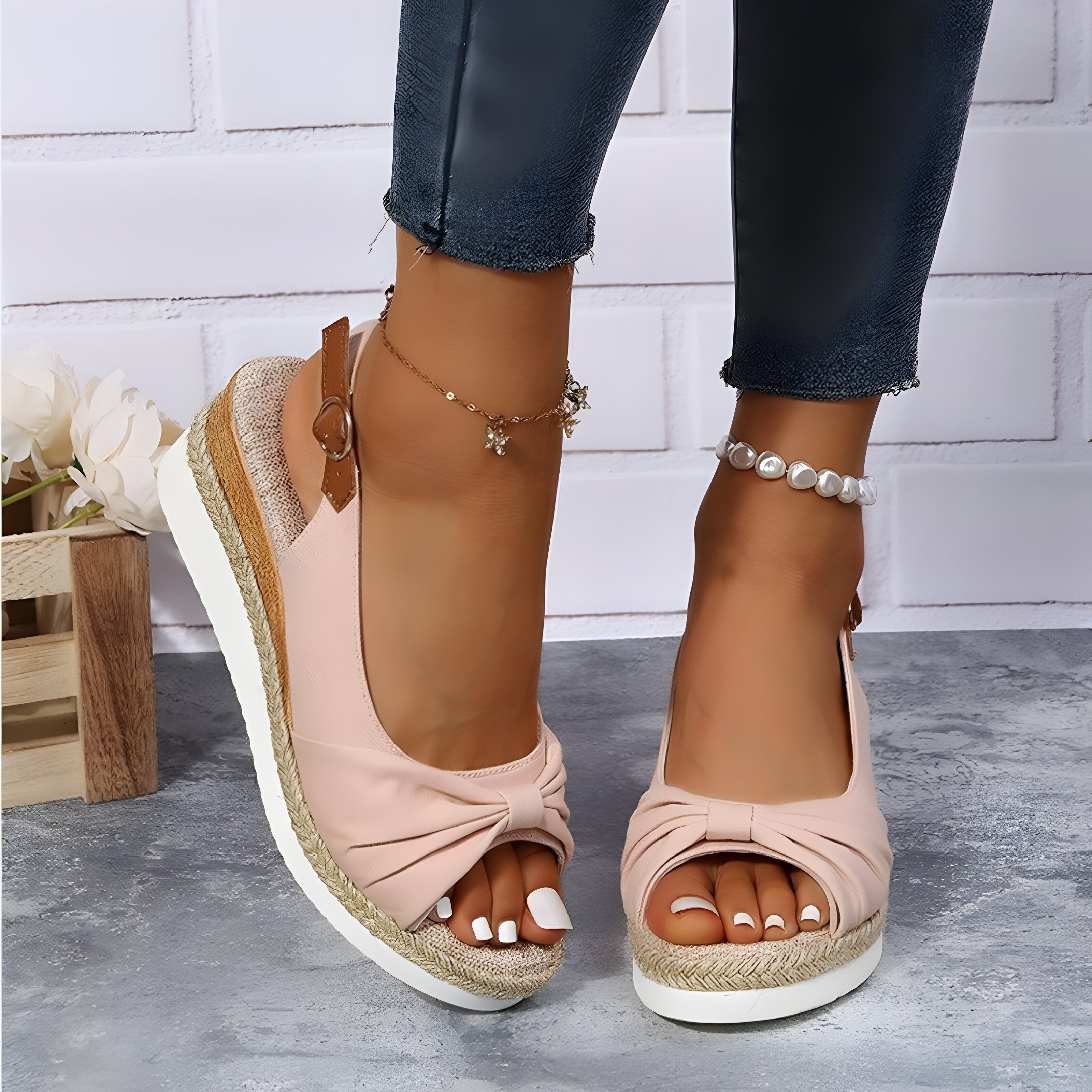 GR | Orthopedic Wedge Sandals with Peep Toe
