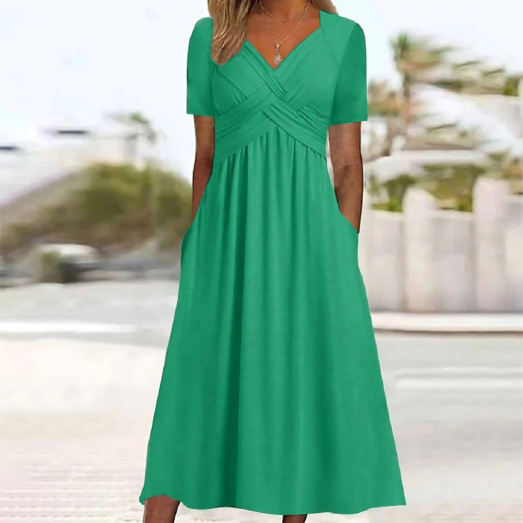 GR | Elegantes Midikleid Mit V-ausschnitt