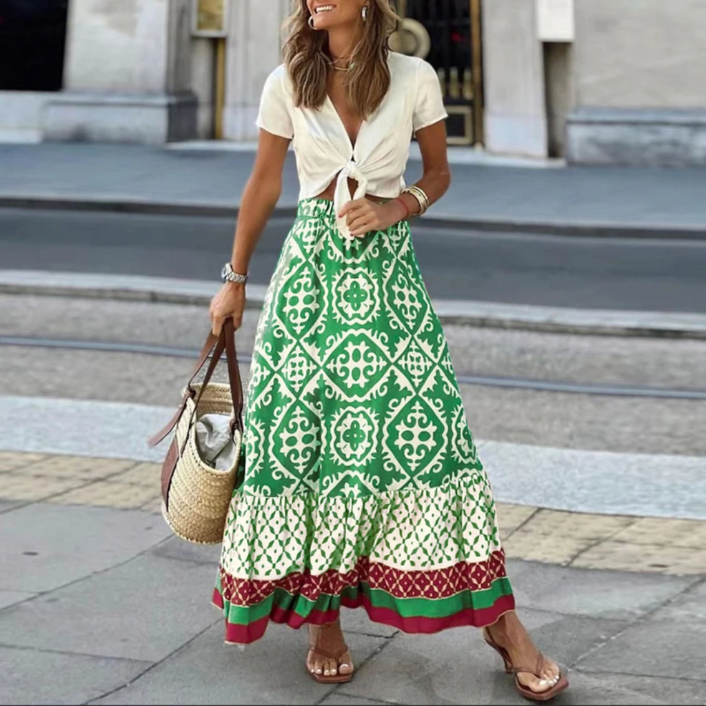 Skirt | Trendy geometric high-waisted skirt for casual wear