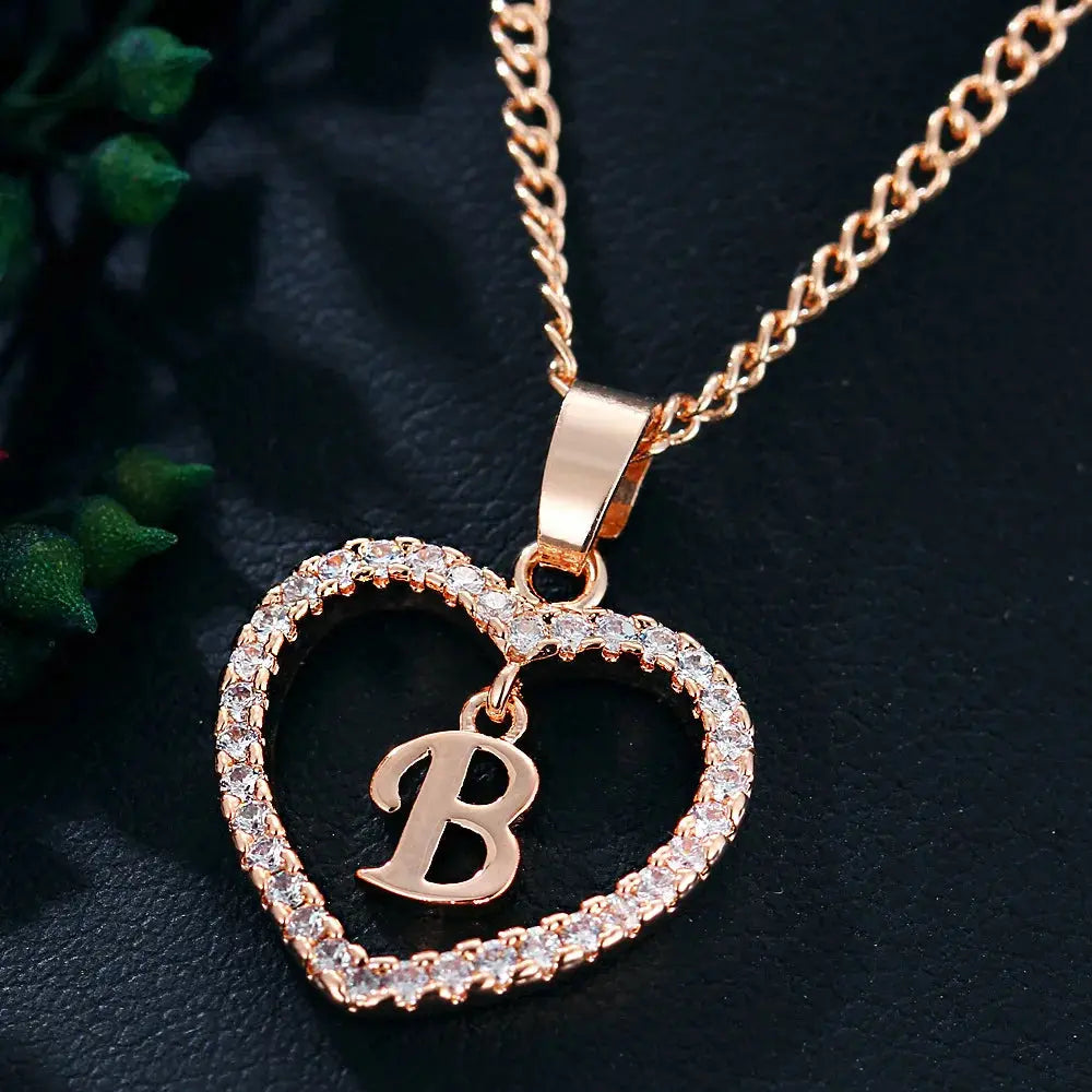 GR | Letter Zircon Love Necklace Jewelry Pendant